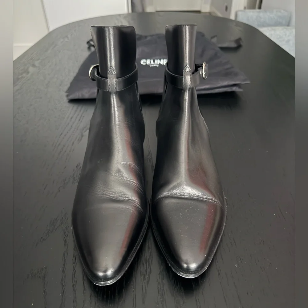 Celine Drugstore Jodhpur Black Leather Boots - Picture 3 of 9